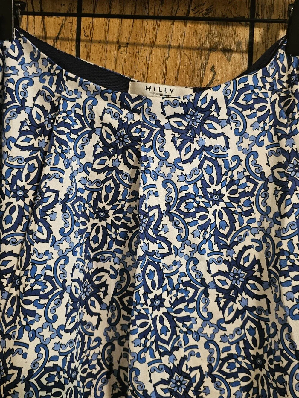 MILLY FOR DESIGNATION Blue Tile Grecion A Line Skirt - Medium